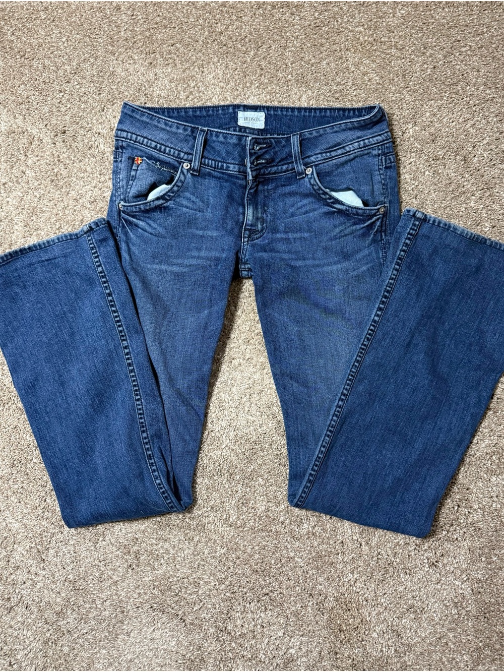 Hudson Low Rise Jeans Womens Dark Blue Bootcut Denim